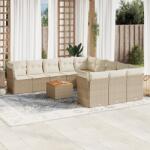 vidaXL Set canapele de grădină cu perne, 12 piese, bej, poliratan (3223909)