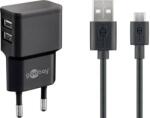 Goobay Incarcator de retea dual 2x USB cu cablu micro USB 2.4A negru Goobay (44984)