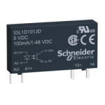 Schneider Electric Harmony Solid State Relays - SSL1D101BD - SSL sorkapocs szilárdtestrelé, DC kapcsolás, 1NO, 1 - 48VDC, 100mA, 24VDC (SSL1D101BD)