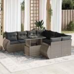 vidaXL 9 részes szürke polyrattan kerti ülőgarnitúra párnákkal (3326611)