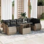 vidaXL 8 részes szürke polyrattan kerti ülőgarnitúra párnákkal (3326601)