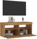 vidaXL kézműves tölgy szerelt fa TV-szekrény LED-ekkel 90x35x40 cm (856308)