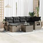 vidaXL 7 részes szürke polyrattan kerti ülőgarnitúra párnákkal (3325496)