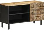 vidaXL fekete tömör nyers mangófa TV-szekrény 80 x 33, 5 x 46 cm (4018643) - vidaxl