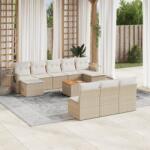 vidaXL 11 részes bézs polyrattan kerti ülőgarnitúra párnákkal (3257101) - vidaxl