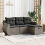 vidaXL 4 részes szürke polyrattan kerti ülőgarnitúra párnákkal (3325556)