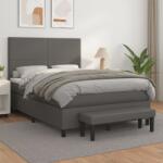 vidaXL szürke műbőr rugós ágy matraccal 140x190 cm (3137543)