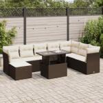 vidaXL 9 részes barna polyrattan kerti ülőgarnitúra párnákkal (3326214)