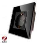 Luxion Priza Inteligenta cu Protocol Zigbee si Monitorizare Consum cu Rama Din Sticla LUXION - culoare negru
