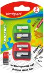 Keyroad Hegyező, 2 lyukú, 2 db/bliszter, Keyroad Dou-Power, vegyes színek (KR972264) - tintasziget