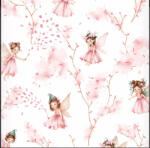  Pamutvászon textil - 160 cm / Virágtündér rózsaszín - elfordított mintás