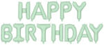 Partydeco Happy Birthday felirat, világoszöld 16" fólia betűk, csak csak levegővel tölthető (LUFI588700)