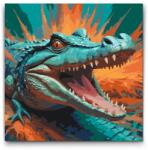  Festés számok szerint - Krokodil türkiz és narancs árnyalatokban Méret: 50x50cm, Keretezés: Kartonlemezen