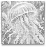  PontPöttyöző - Medúza tompa zöld árnyalatokban Méret: 50x50cm, Keretezés: Keret nélkül (csak a vászon), Szín: Piros