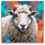  Festés számok szerint - Juhok türkiz és narancs árnyalatokban Méret: 50x50cm, Keretezés: Kartonlemezen
