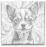  PontPöttyöző - Kiskutya türkiz és narancs árnyalatokban Méret: 50x50cm, Keretezés: Műanyagtáblával, Szín: Zöld