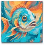  Gyémántszemes kirakó - Hal türkiz és narancs árnyalatokban Méret: 50x50cm, Keretezés: Kartonlemezen, Gyémántok: Négyzet alakú