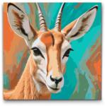  Festés számok szerint - Gazella türkiz és narancs árnyalatokban Méret: 50x50cm, Keretezés: Műanyagtáblával