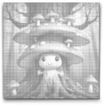  PontPöttyöző - Gombamanó a fán Méret: 50x50cm, Keretezés: Keret nélkül (csak a vászon), Szín: Zöld