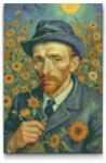  Gyémántszemes kirakó - Vincent Van Gogh egy napraforgómezőn Méret: 40x60cm, Keretezés: Keret nélkül (csak a vászon), Gyémántok: Kerek