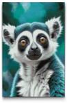  Gyémántszemes kirakó - Lemur a sötét türkiz árnyalataiban Méret: 40x60cm, Keretezés: Kartonlemezen, Gyémántok: Kerek