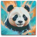 Gyémántszemes kirakó - Panda türkiz és narancs árnyalatokban Méret: 50x50cm, Keretezés: Műanyagtáblával, Gyémántok: Kerek