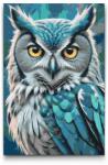  Festés számok szerint - Bagoly a sötét türkiz árnyalataiban Méret: 40x60cm, Keretezés: Műanyagtáblával