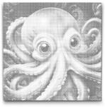  PontPöttyöző - Polip rózsaszín árnyalatokban Méret: 50x50cm, Keretezés: Kerek keret, Szín: Fekete