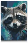 Festés számok szerint - Mosómedve a sötét türkiz árnyalataiban Méret: 40x60cm, Keretezés: Kartonlemezen