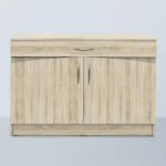 International Service Comoda Leon, 1 sertar si 2 usi , pal sonoma, 900 x 400 x 750mm Comoda