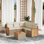 vidaXL Set canapele de grădină cu perne, 6 piese, bej, poliratan (3227647)