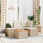 vidaXL Set canapele de grădină cu perne, 5 piese, bej, poliratan (3223587)