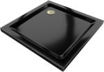 Mexen Flat квадратен плитък поддушов 90 x 90 см, черен, сифон златен - 40709090G (40709090G)