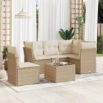 vidaXL Set canapele de grădină cu perne, 6 piese, bej, poliratan (3217648)