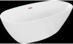 Mexen Eris самостоятелна вана 155 x 80 см, бяла, преливник в розово злато (53441558000-60)