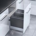 Hailo Cos de gunoi cu extindere incorporabil Hailo 502.04. 464, 2 x 28 l, corp 600 mm, cos plastic, gri inchis (502.04.464) Cos de gunoi