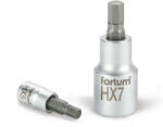 Fortum bitdugófej, imbusz, 1/2", 61CrV5/S2, mattkróm; 7mm (HX7), 55mm, FORTUM