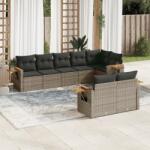 vidaXL 8 részes szürke polyrattan kerti ülőgarnitúra párnákkal (3259393)