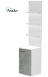 Pino Art NEON 160 Falra függesztett fürdőszobai polcos szekrény jobbra nyíló ajtóval, betonszürke / fehér 972BET (972BET)