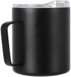 LIFEVENTURE Outdoor rozsdamentes acél bögre fedővel Szigetelt hegyi bögre 350 ml, fekete
