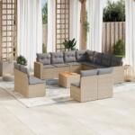 vidaXL 12 részes vegyes bézs polyrattan kerti ülőgarnitúra párnákkal (3256514)