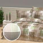 Ralex Lenjerie pat dublu extra large Creponata 100% Bumbac, cearsaf pat 240x260 cm, pilota 200x230 cm, 2 fete perna 50x70 cm, Verde-Maro, Pucioasa Lenjerie de pat