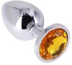 Passion Labs Mediu Metallic Buttplug, Silver/Yellow