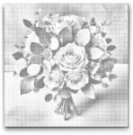  PontPöttyöző - Bézs színű eukaliptusz csokor Méret: 50x50cm, Keretezés: Kartonlemezen, Szín: Kék