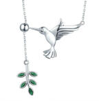 BeSpecial Colier argint pasare colibri si frunza (CST0053)