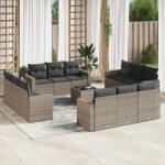 vidaXL Set mobilier de grădină cu perne, 13 piese, gri, poliratan (3251117)