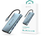 DEVIA Leopard 11in1 Hub - Type-C - 3xUSB/Type-C/PD/HDMI/VGA/RJ45/Card/Jack elosztó/adapter - szürke - nextelshop