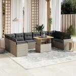 vidaXL 11 részes szürke polyrattan kerti ülőgarnitúra párnákkal (3271487)