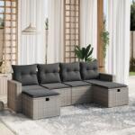 vidaXL 6 részes szürke polyrattan kerti ülőgarnitúra párnákkal (3263546)