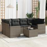 vidaXL 7 részes szürke polyrattan kerti ülőgarnitúra párnákkal (3218710)